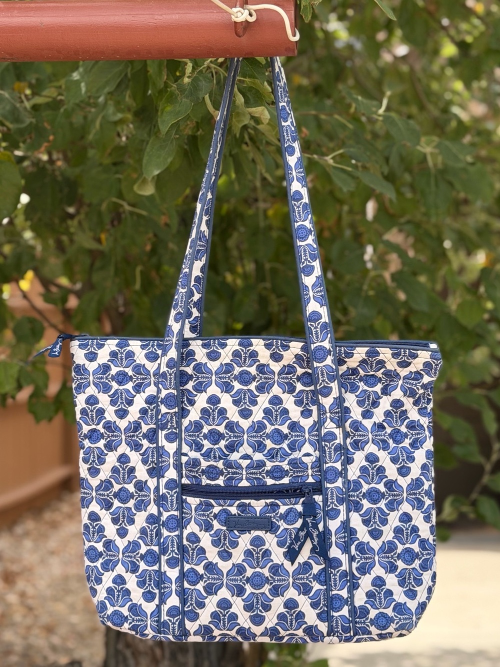 Vera Bradley Blue and White Quilted Floral Tote